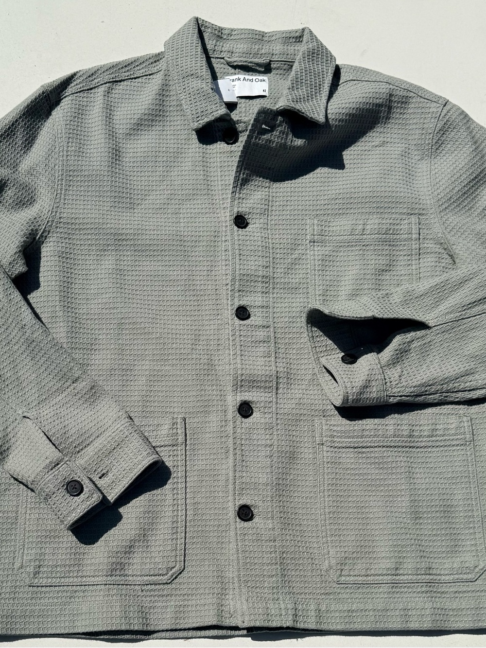Men's Gray Waffle-Texture Work Jacket
